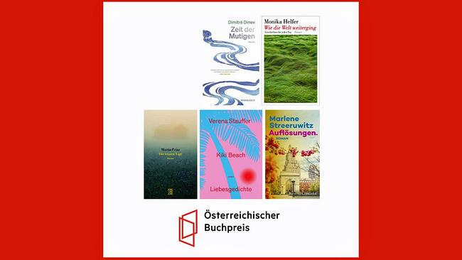 5 Buchcover der Shortlist Österreichischer Buchpreis