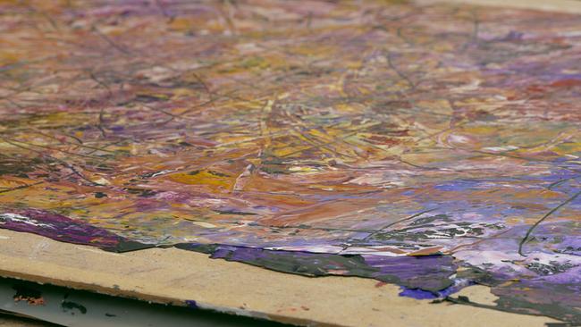 Valentin Omans Werkblatt mit Farbschichten