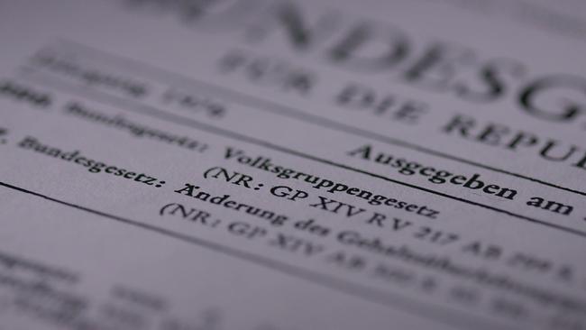 © ORF Bundesgesetzblatt mit der Überschrift zum Volksgruppengesetzt