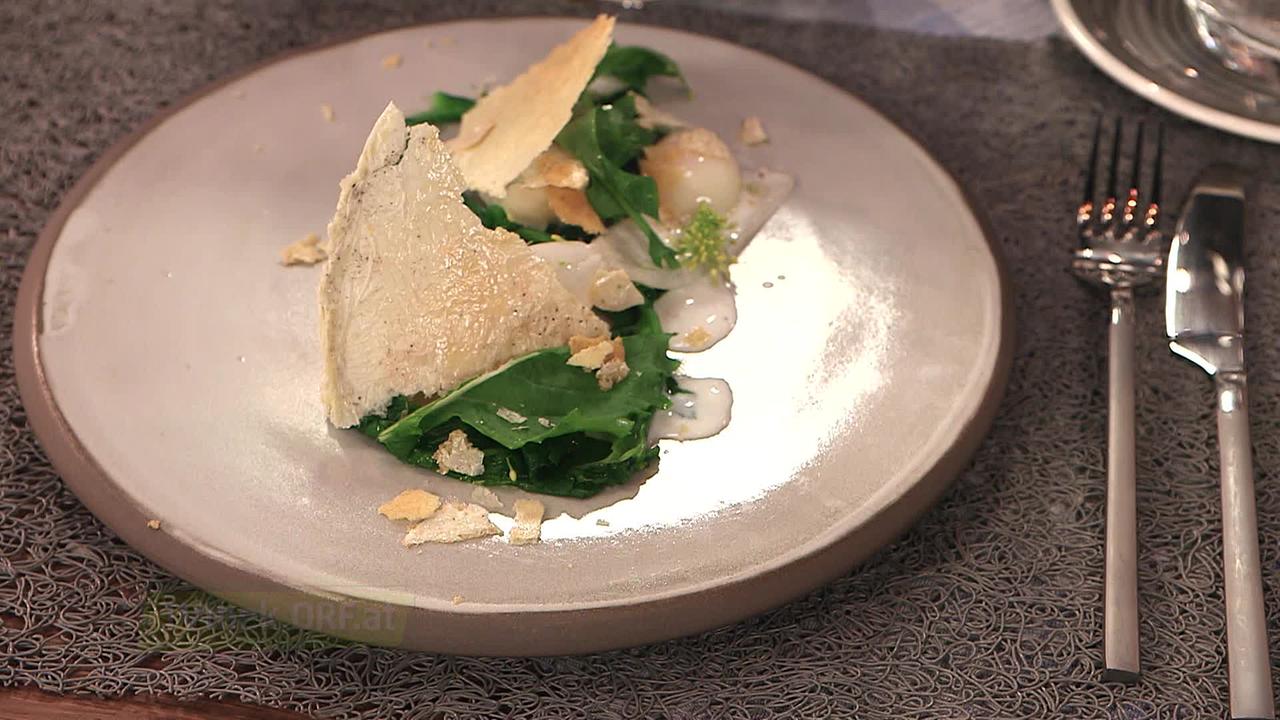Cime di Rapa, Zwiebel, Wachtel-Stundenei, Milch, Buttermilch
