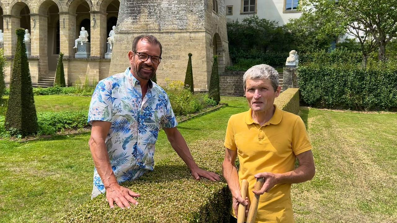 Karl Ploberger mit Obergärtner Alain Billard, Schloss Ansembourg