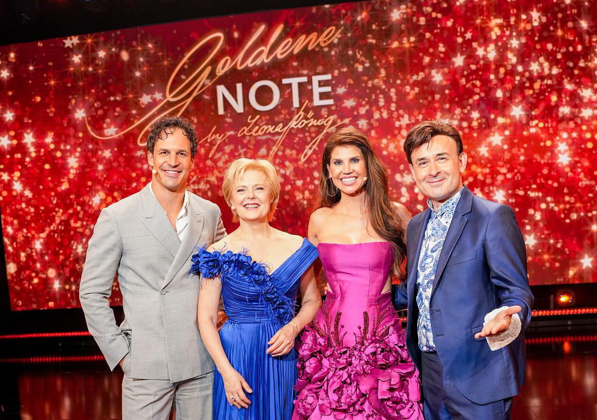 © ORF/Roman Zach-Kiesling Goldene Note 2025 by Leona König: Andreas Ottensamer, Ildiko Raimondi, Leona König, Aleksey Igudesman