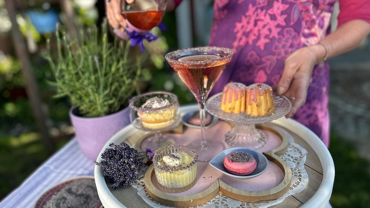 © ORF/Uschi Zezelitsch Seit einigen Jahren wogt auch im Burgenland das blaue Lavendel-Meer. Kräuterhexe Uschi Zezelitsch stellt aus der besonderen Pflanze Lavendelessig her und bereitet auch für ein „Cocktail-Kränzchen“ lila Lavendelzucker zu