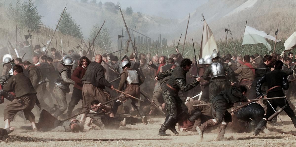 "Henri 4": Regisseur Jo Baier wählte als historisches Vorbild für die Schlachten im Film die Schlacht von Coutras 1587, in der die Hugenotten unter Heinrich von Navarra die Katholiken vernichtend schlagen konnten.