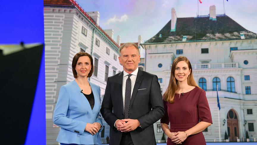 "Wahl 22: Die Kandidaten zur Bundespräsidentenwahl": Susanne Schnabl, Armin Wolf, Simone StriblSusanne Schnabl, Armin Wolf, Simone Stribl