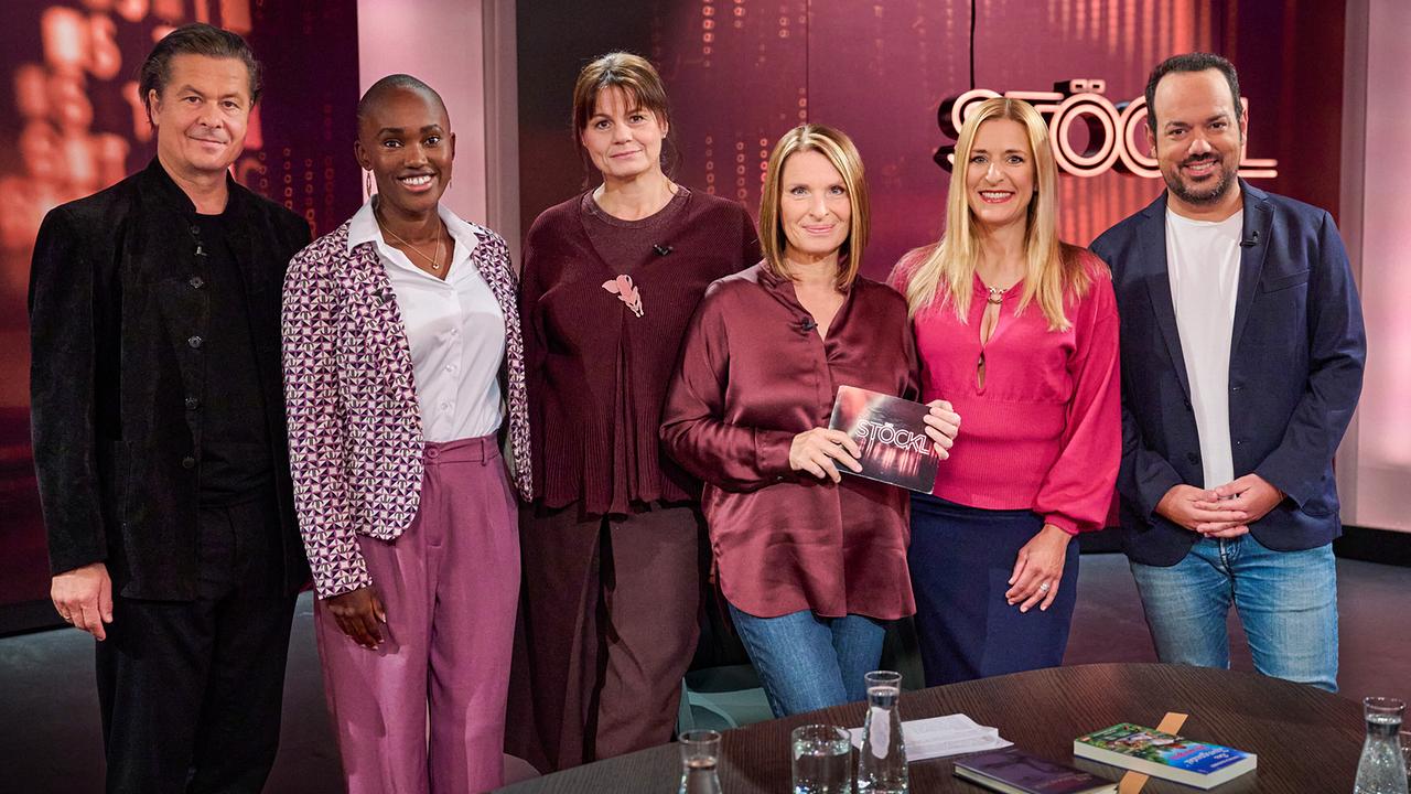 © ORF/Klaus Titzer Gruppenfoto mt Michael Dangl, Sabrina Simader, Eva Maria Marold, Barbara Stöckl, Stefanie Hertel und Patrick Budgen im "STÖCKL"-Studio