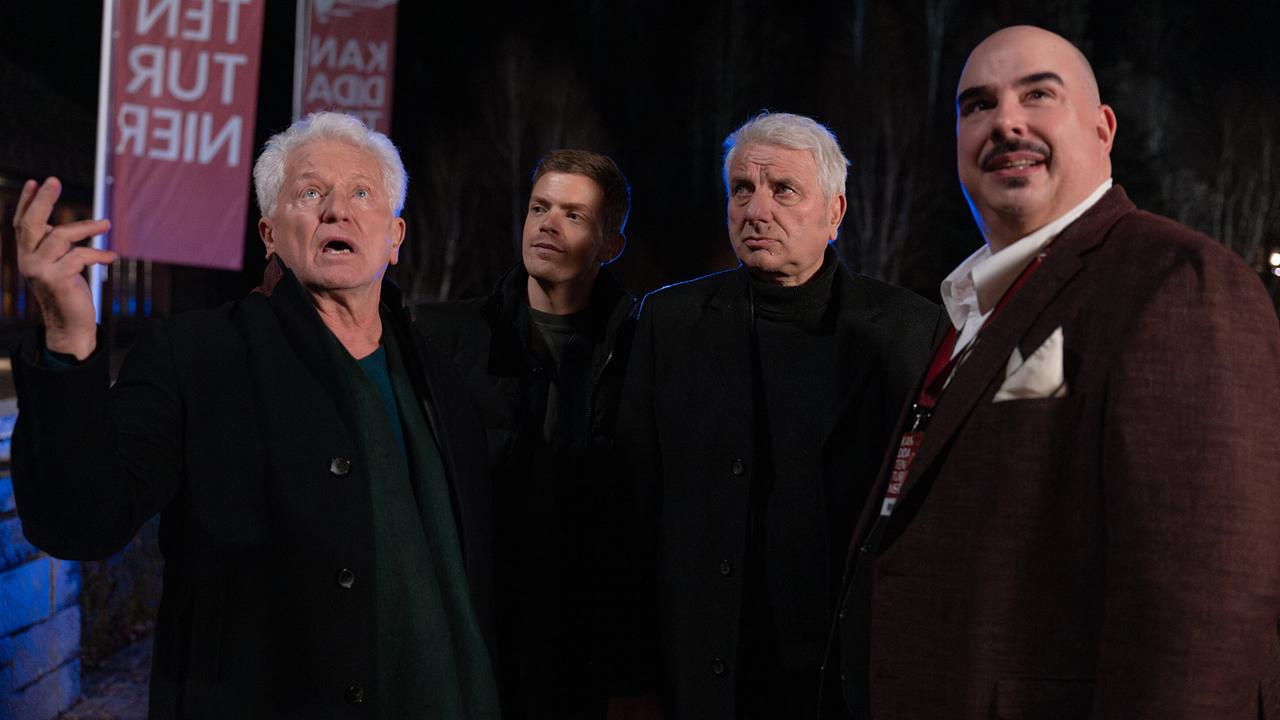"Tatort: Zugzwang": Miroslav Nemec (Ivo Batic), Ferdinand Hofer (Kalli Hammermann), Udo Wachtveitl (Franz Leitmayr), Robert Joseph Bartl (Dr. Matthias Steinbrecher)