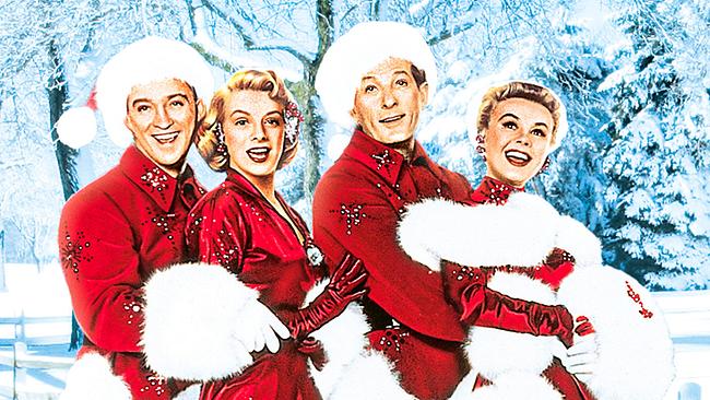 Im Bild: Bing Crosby (Bob Wallace), Rosemary Clooney (Betty), Danny Kaye (Phil Davis), Vera Ellen (Judy).