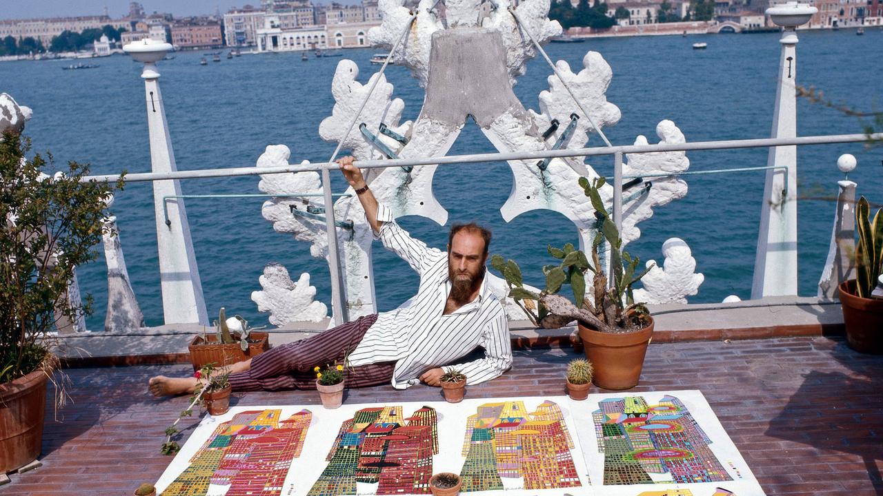 Hundertwasser mit Good Morning City-Andrucken 1969, Venedig