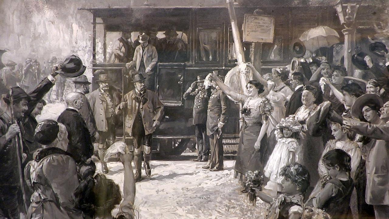Ankunft von Kaiser Franz Joseph mit der Ischlerbahn.