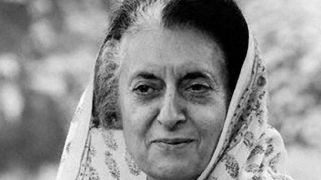 Indira Gandhi kurz vor ihrem Tod (31.10.1984, Neu Delhi, Indien).