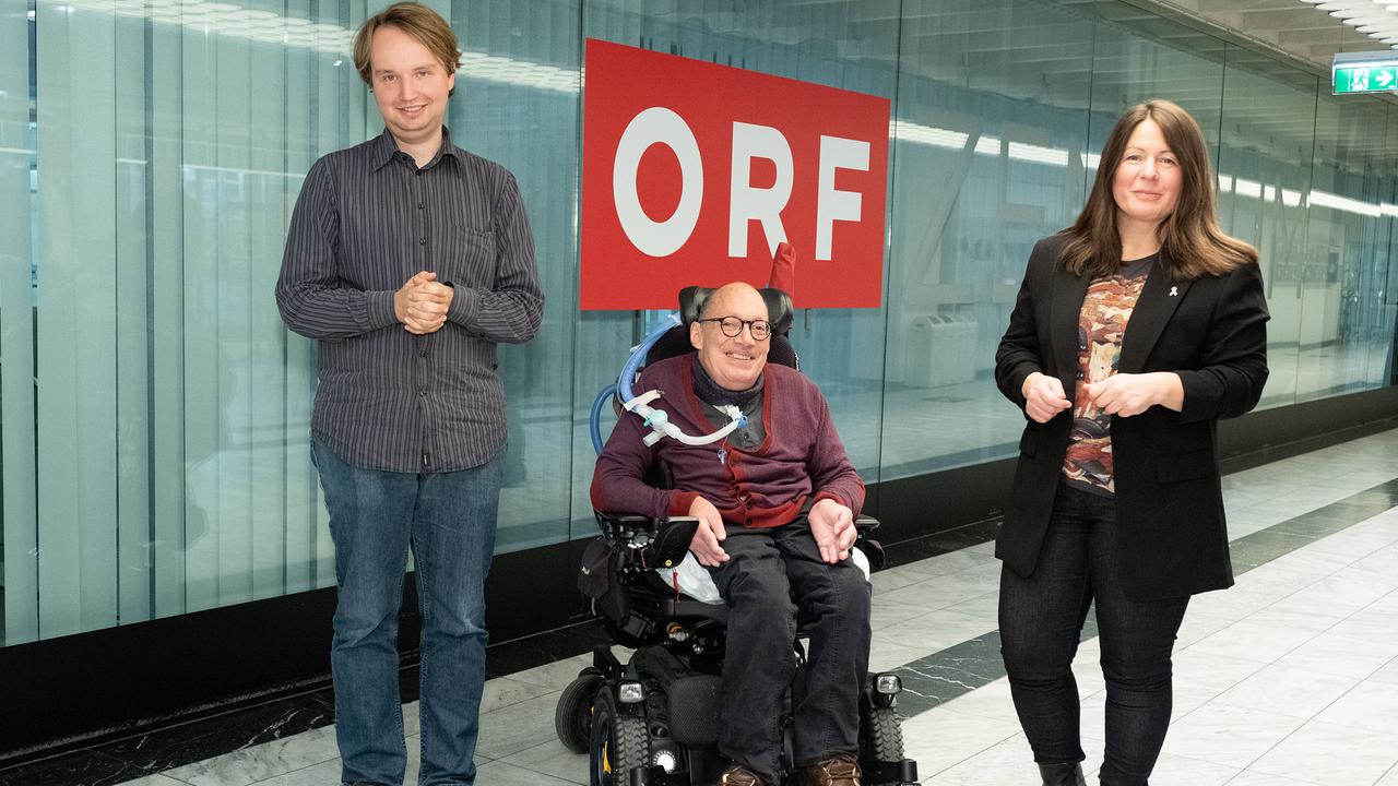 Lorenz Lohr, Dr. Franz-Joseph Huainigg (Beauftragter für Barrierefreiheit im ORF Humanitarian Broadcasting), Vera Schmidt (ORF-III-Redakteurin und -Moderatorin)