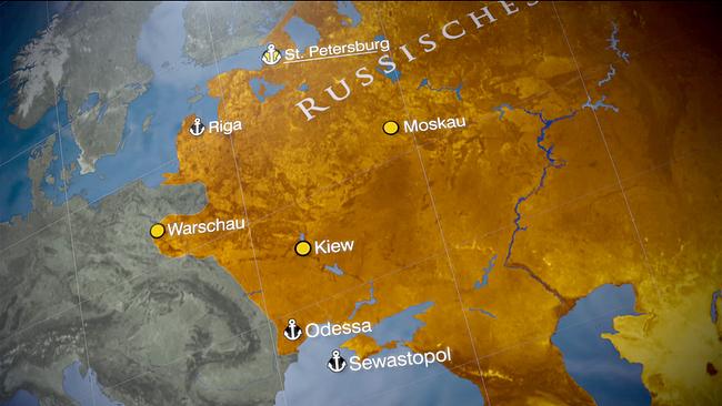 Karte; Ausdehnung des Russischen Zarenreichs.