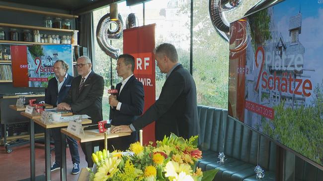 © ORF / Seitenblicke ORF-Generaldirektor Roland Weißmann, ORF-Steiermark-Landesdirektor Gerhard Koch, ORF Unterhaltungschef Martin Gastinger und Armin Assinger bei der Präsentation