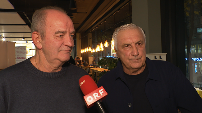 © ORF / Seitenblicke Zwei ältere Männer im ORF-Interview