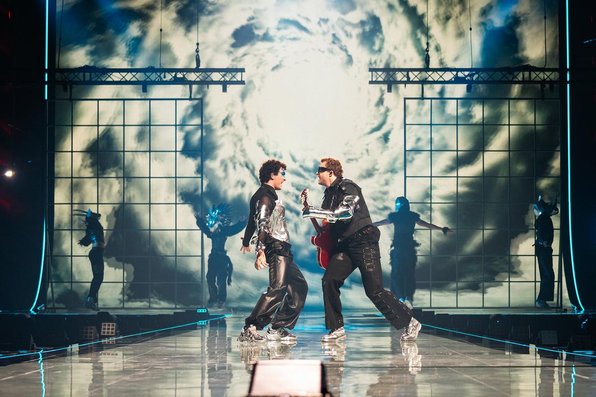  COSMÓ bei seiner ersten Probe auf der großen ESC-Bühne in der Wiener Stadthalle.
