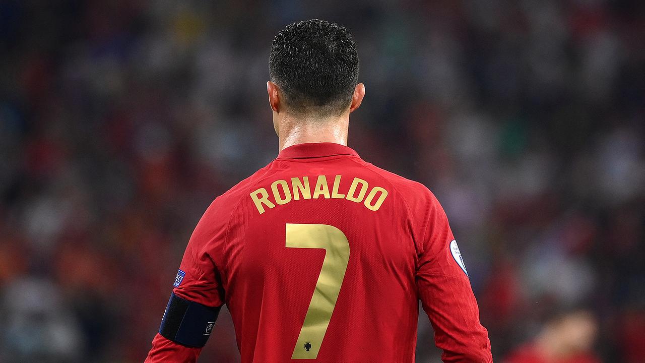 Portugals Stürmer Cristiano Ronaldo während des Fußballspiels der Gruppe F der UEFA EURO 2020 zwischen Portugal und Frankreich in der Puskas Arena in Budapest am 23. Juni 2021.