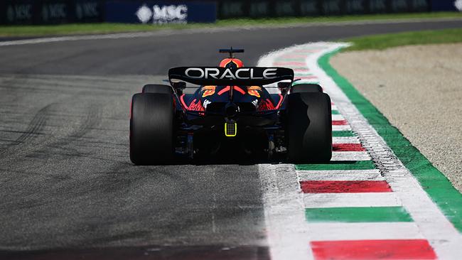 Red Bull Racing's Dutch driver Max Verstappen steers his car during the third practice session ahead of the Italian Formula One Grand Prix at the Autodromo Nazionale circuit in Monza on September 10, 2022.