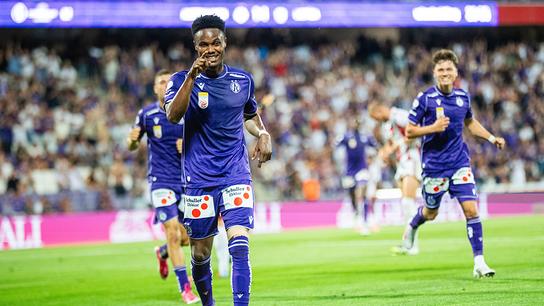 Kelvin Boateng (FK Austria Wien) jubelt nach seinem Tor zum 2:1 am Donnerstag, 30. Juli 2026 auf dem Spielfeld, während des Conference-League-Qualifikationsspiels der 2. Runde (Rückspiel) zwischen FK Austria Wien und Liepaja in Wien.