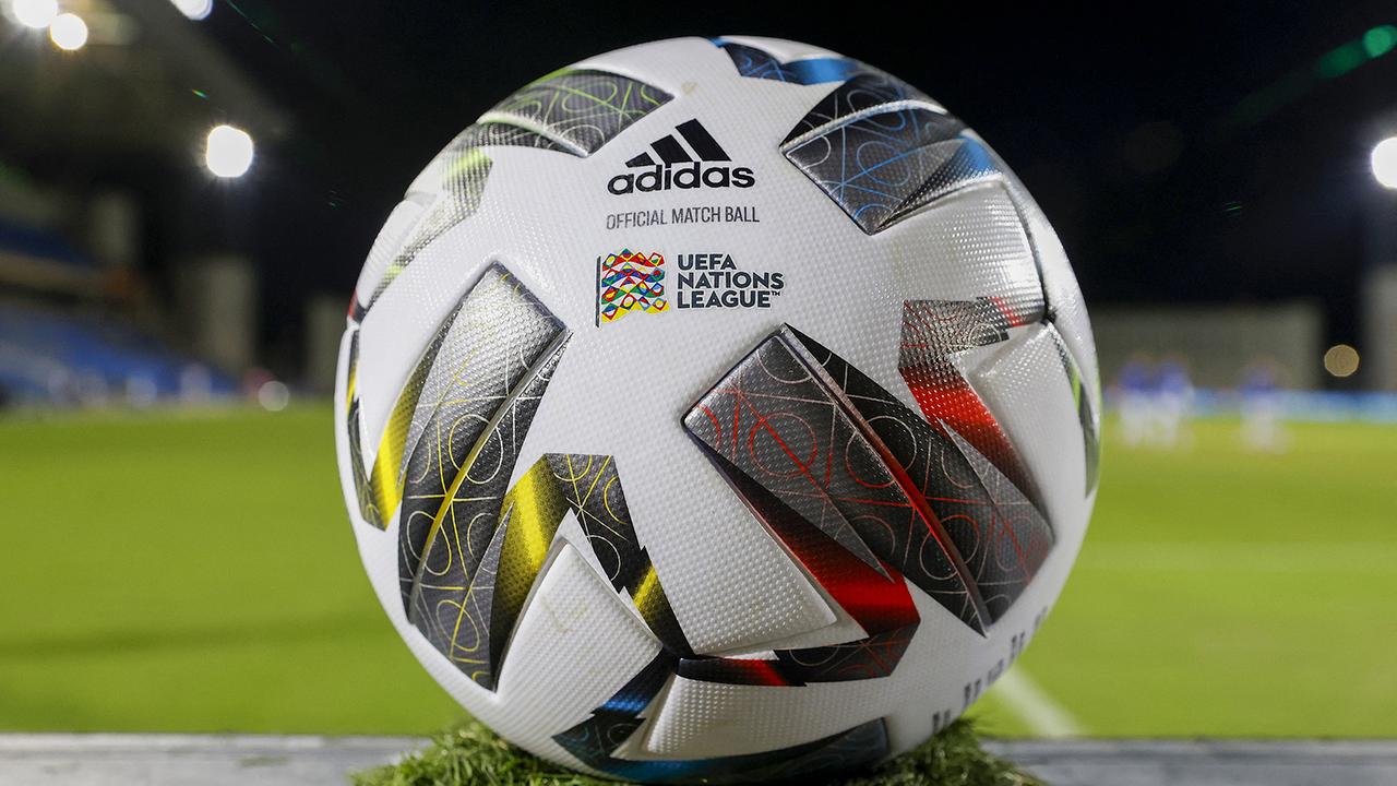  The official match ball is pictured ahead of the UEFA Nations League B Group 2 football match between Israel and Scotland at the Netanya Municipal Stadium in the Israeli city on November 18, 2020