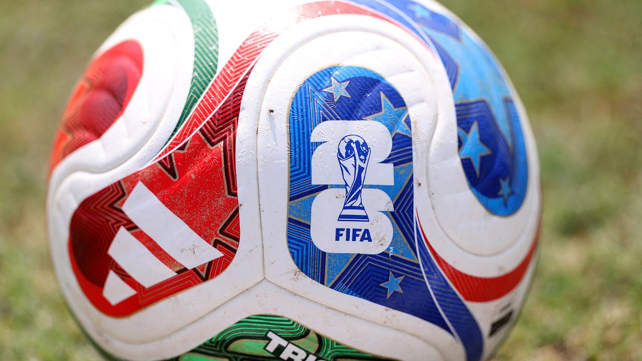 © APA/AFP/Julio Cesar AGUILAR Nahaufnahme des offiziellen FIFA-Fußball-WM-Balls auf grünem Rasen