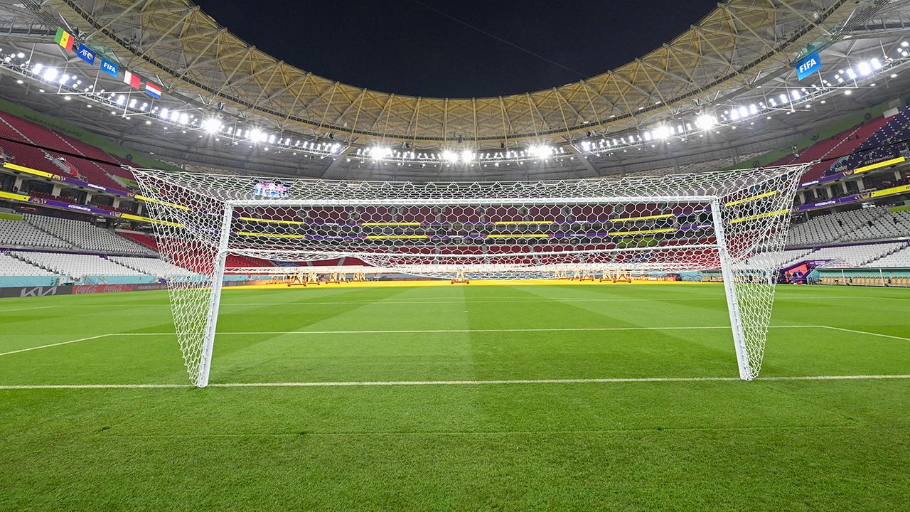 A general view of the Al-Thumama Stadium in Doha on November 20, 2022, on the eve of the Qatar 2022 World Cup football match between Senegal and Netherlands.