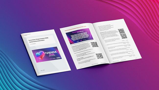 Educational materials about the Eurovision Song Contest on a colorful background