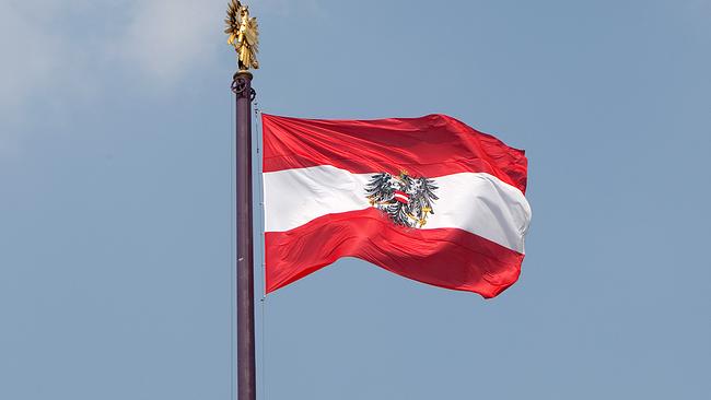 Österreichische Fahne weht im Wind