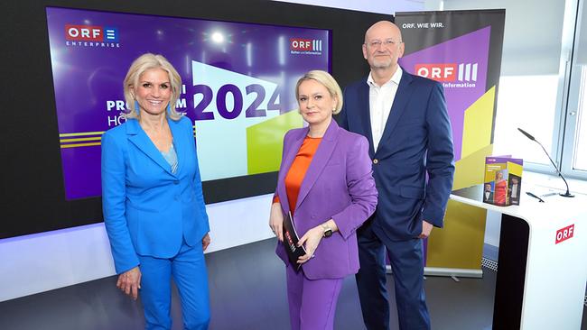 © ORF/Roman Zach-Kiesling ORF-III-Höhepunkte 2024: Kathrin Zierhut-Kunz, Lou Lorenz-Dittlbacher, Peter Schöber
