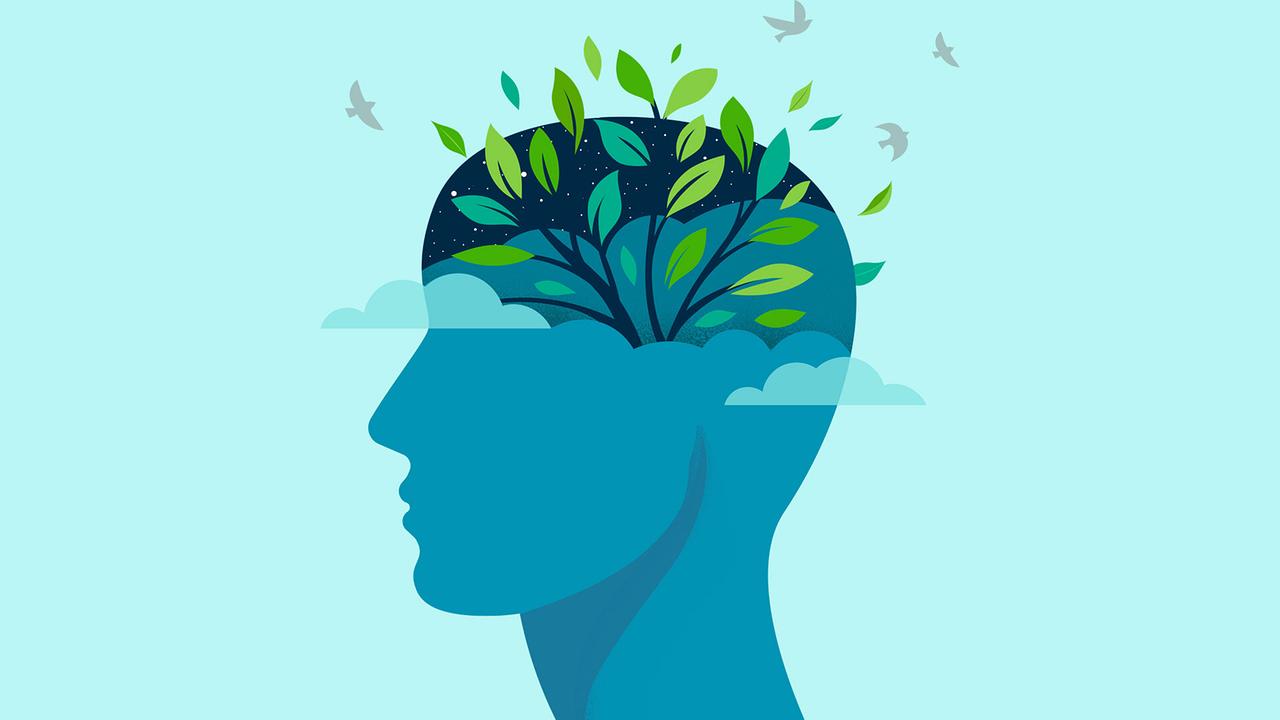 © ORF/Adobe Stock Kopf mit grünen Blättern im Gehirn als Sujet zum Welttag für psychische Gesundheit