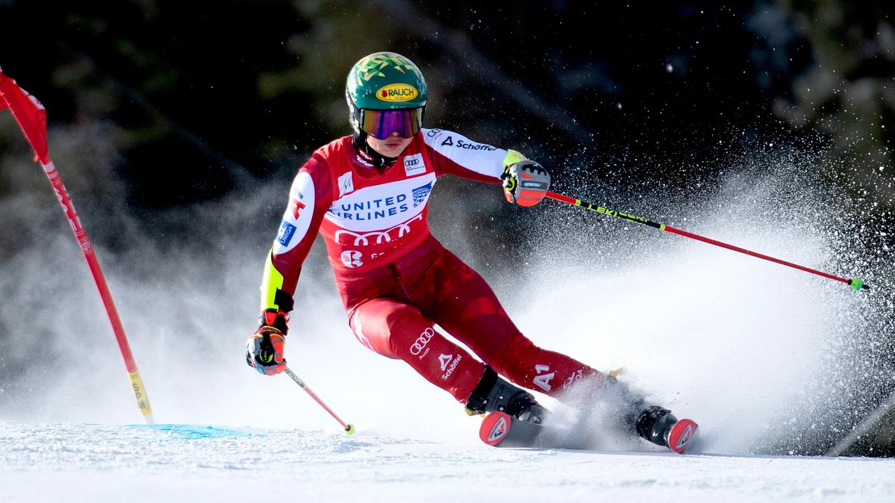 © APA/AFP/Jason Connolly Julia Scheib aus Österreich fährt Ski während des ersten Laufs des Riesenslaloms der Damen am 29. November 2025 in Copper Mountain, Colorado.