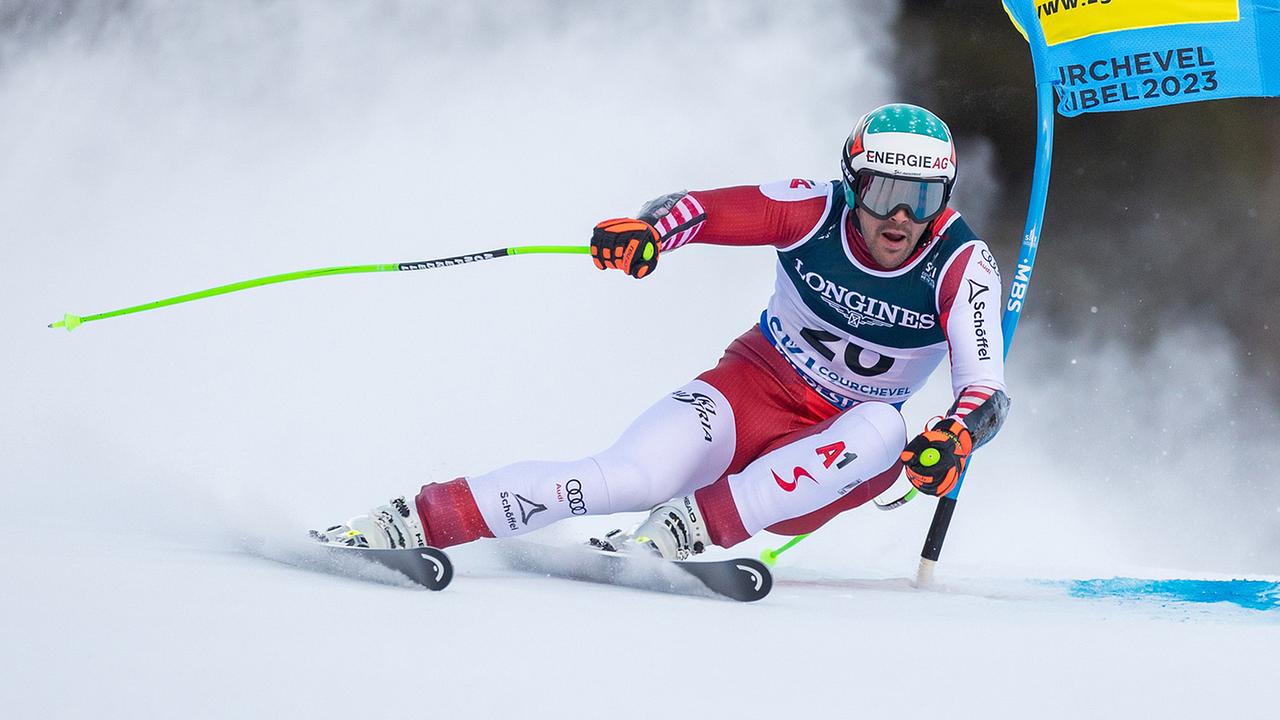 Vincent Kriechmayr (AUT) während des Super-G der Alpinen Kombination der Männer im Rahmen der Ski-WM 2023 am Dienstag, 7. Februar 2023, in Courchevel. 