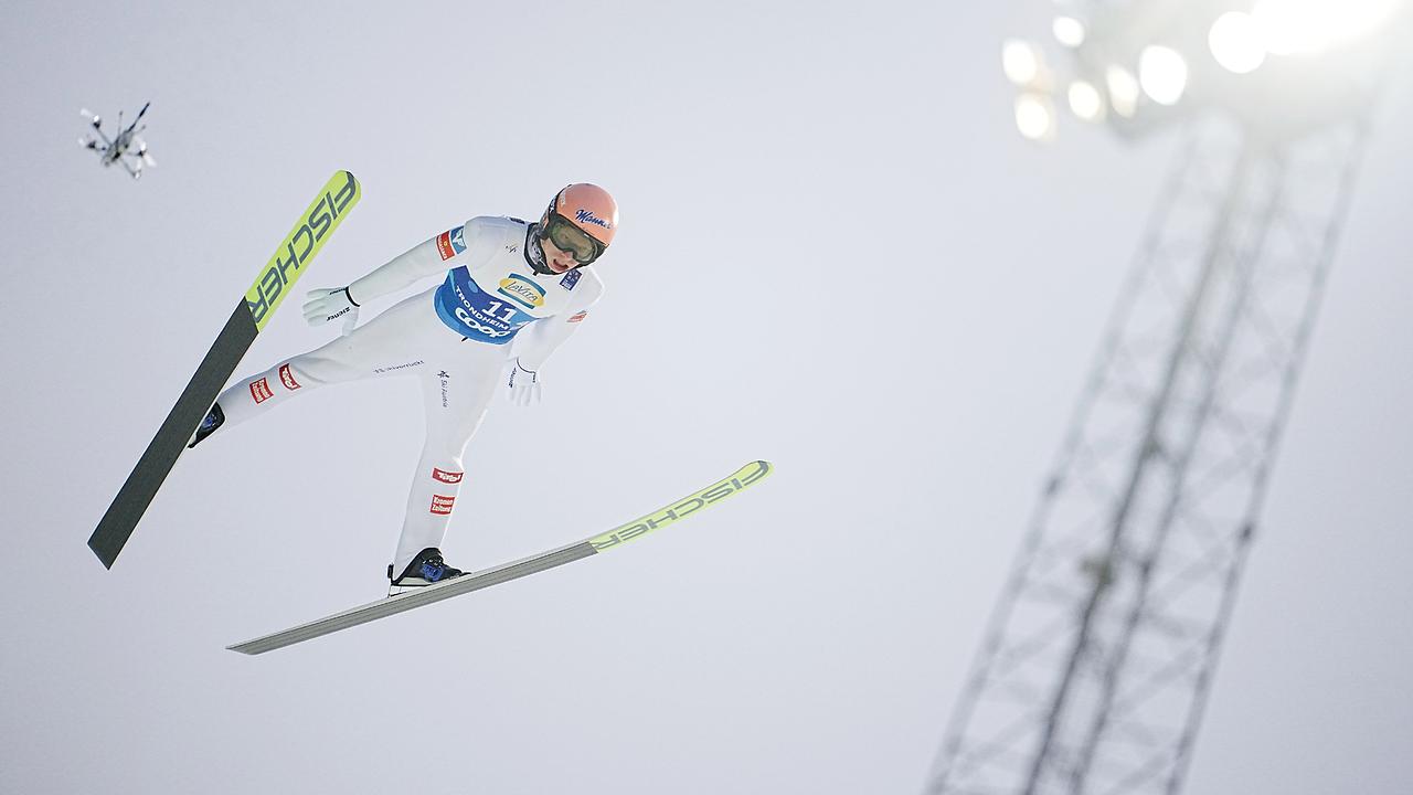 © APA/GEORG HOCHMUTH Jan Hoerl (AUT) am Donnerstag, 06. März 2025, im 1. Durchgang beim Skisprung-Teambewerb der Männer auf der Großschanze anl. der Nordischen Ski WM in Trondheim.