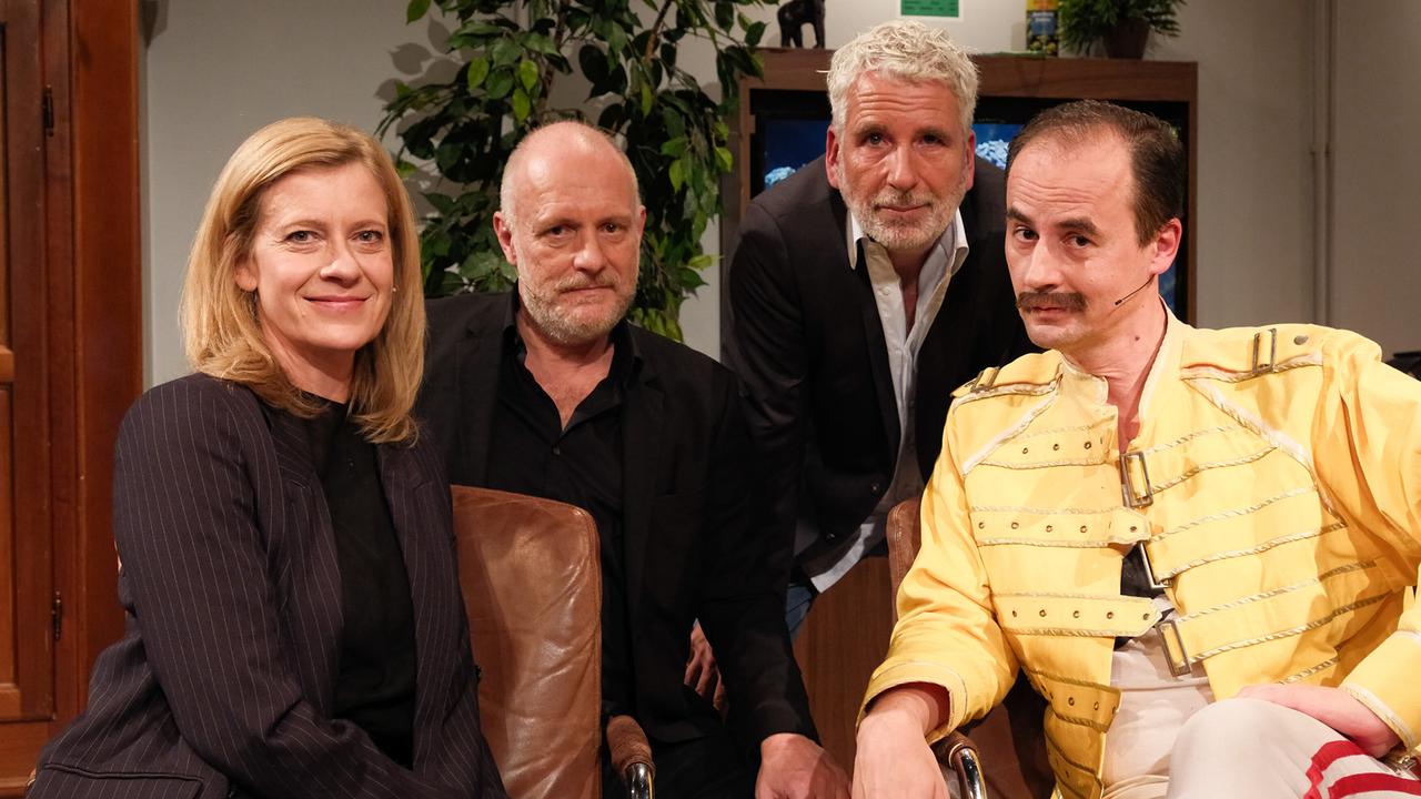 © ORF/Hans Leitner Willkommen Österreich mit Stermann & Grissemann: Caroline Peters, Christoph Grissemann, Dirk Stermann, Austrofred