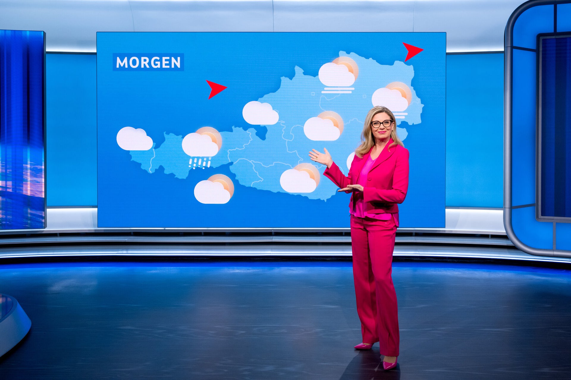 Christa Kummer moderiert am Samstag, dem 25. Februar, das Wetter erstmals aus dem neuen TV-Studio.